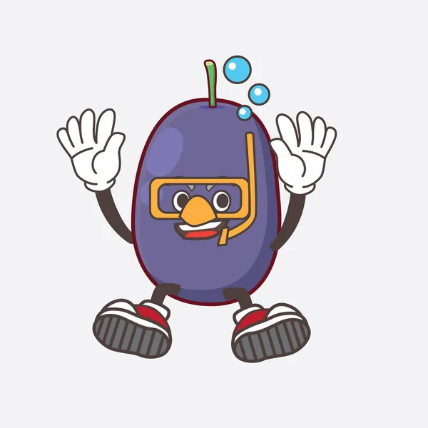 Une Image Java Plum Personnage Mascotte Dessin Animé Portant Des — Image vectorielle