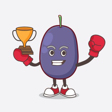 Oyun makinesinin Boks şampiyonu olarak Java Plum çizgi film maskotu bir resmi