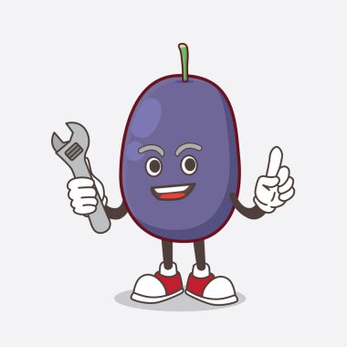 Mutlu tamirci rolünde Java Plum çizgi film maskotu karakteri