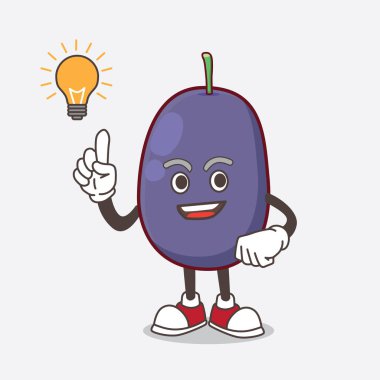 Java Plum çizgi film maskotu karakterinin bir resmi bir fikir edinir.