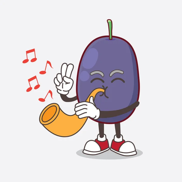 Une Image Java Plum Personnage Mascotte Dessin Animé Jouer Musique — Image vectorielle