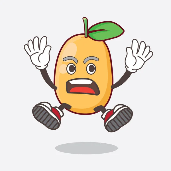 Мультфильм Талисмане Kumquat Fruit Шокирующим Жестом — стоковый вектор