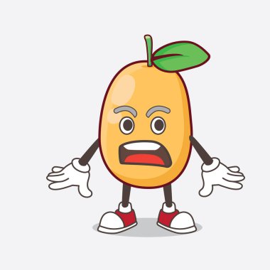 Şaşırtıcı bir jestle Kumquat Fruit çizgi film maskotu karakteri.