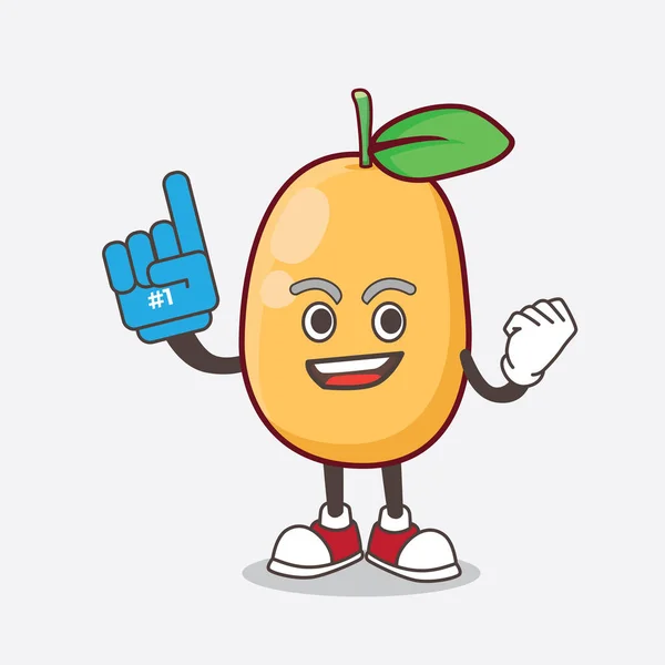 Illustration Personnage Mascotte Kumquat Fruit Tenant Doigt Mousse — Image vectorielle