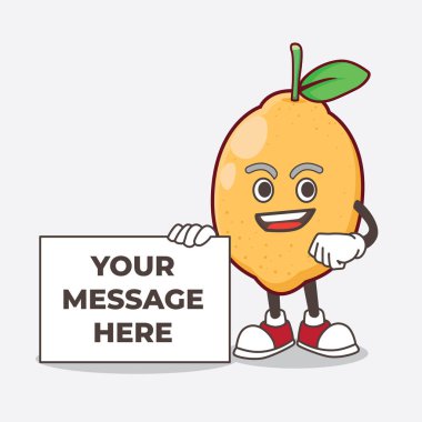 Limonlu Fruit karikatür maskot karakterinin tabela mesajı.