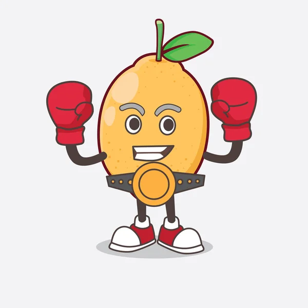 Иллюстрация Персонажа Мультяшного Талисмана Lemon Fruit Спортивном Стиле Бокса — стоковый вектор