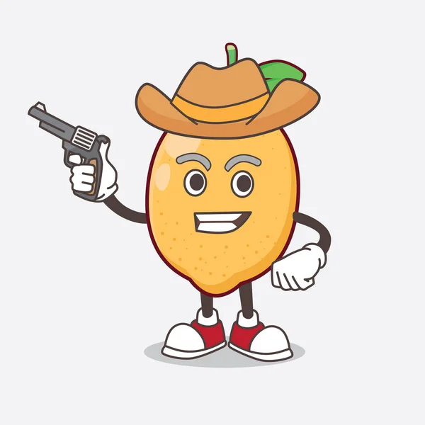 Una Ilustración Del Personaje Mascota Dibujos Animados Lemon Fruit Sosteniendo — Vector de stock