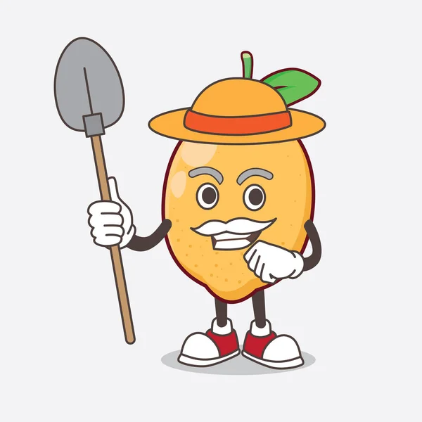 Une Illustration Personnage Mascotte Citron Fruit Dessin Animé Avec Chapeau — Image vectorielle