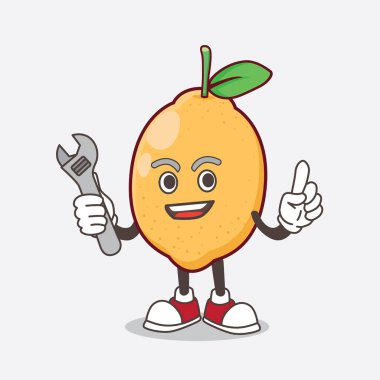 Limonlu Fruit çizgi film maskotu karakterinin mutlu bir çizimi.