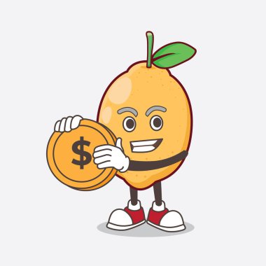 Lemon Fruit çizgi film maskotu karakterinin altın sikke madalyası taşıdığını gösteren bir resim.