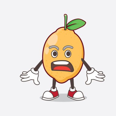 Limonlu Fruit çizgi film maskotu karakteri. Şaşırtıcı bir jest.