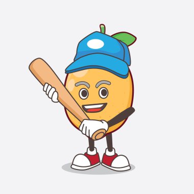 Lemon Fruit çizgi film maskotu karakterinin beysbol oynaması.