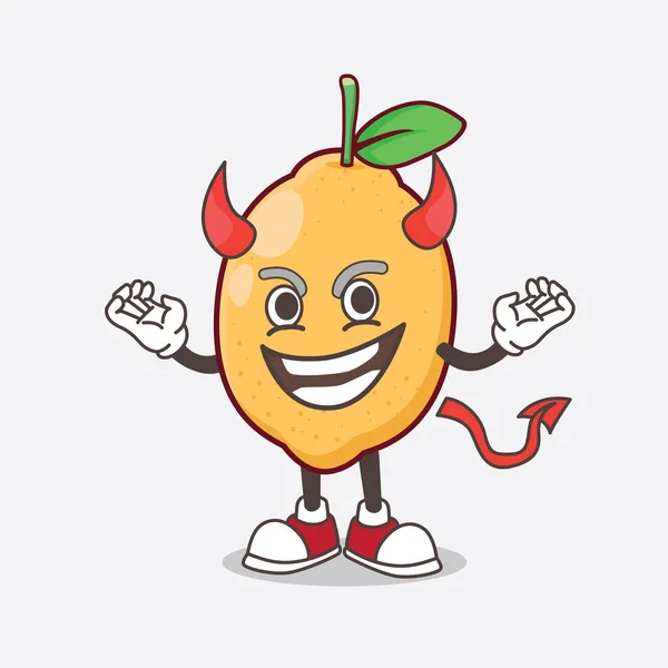 Une Illustration Personnage Mascotte Citron Fruit Dessin Animé Comme Diable — Image vectorielle