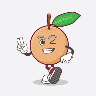 Longan Fruit çizgi film karakterinin iki parmaklı bir çizimi.