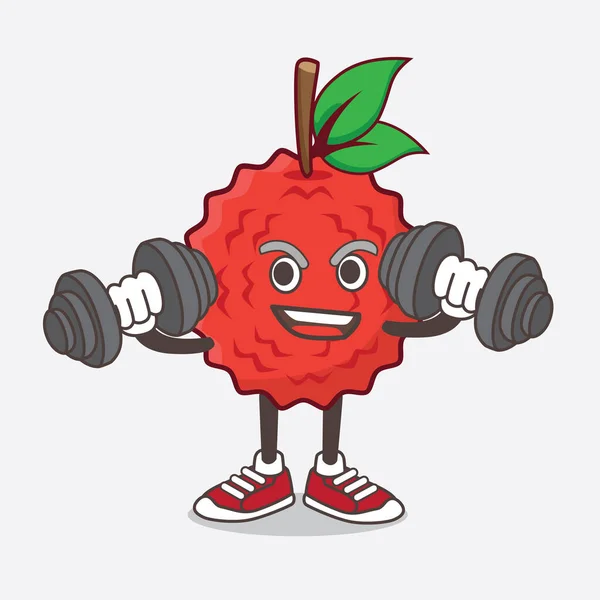 Une Illustration Personnage Mascotte Lychee Fruit Dessin Animé Sur Exercice — Image vectorielle