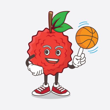 Bir basketbol topuyla Lychee Fruit çizgi film maskotu karakteri.