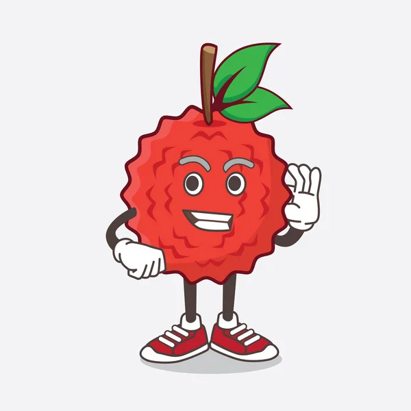 Eine Illustration Der Litschi Frucht Cartoon Maskottchen Figur Mit Rufender — Stockvektor