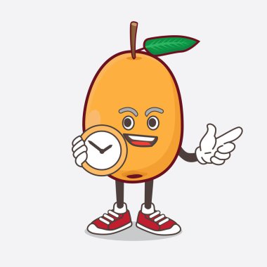 Loquat Fruit çizgi film karakteri bir zarf tutuyor.