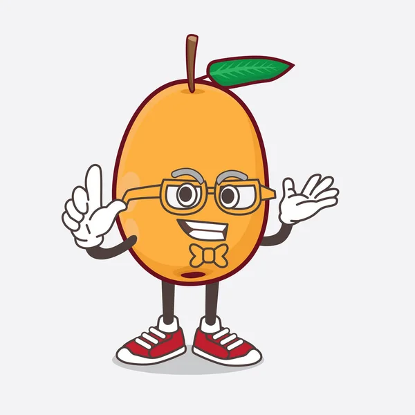 Une Illustration Personnage Mascotte Loquat Fruit Dessin Animé Dans Style — Image vectorielle