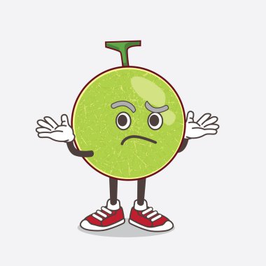 Karpuz karikatür maskot karakterinin komik sırıtış ifadesi.