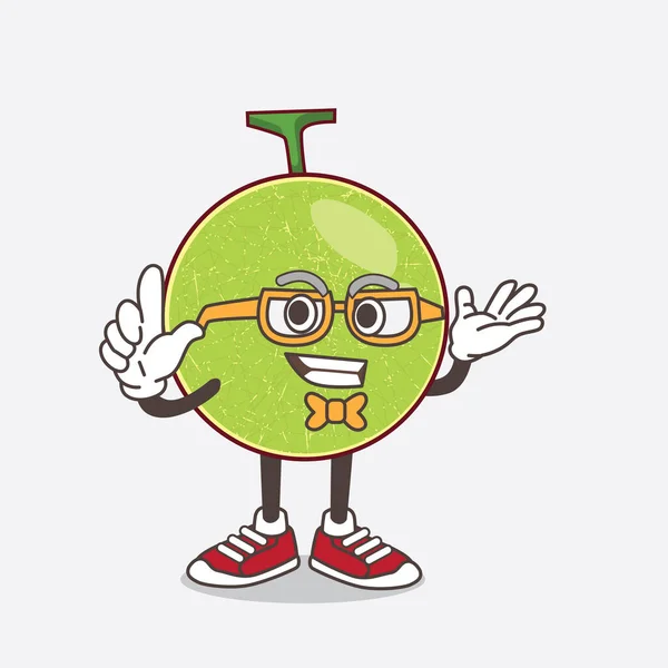Illustration Cantaloupe Melon Cartoon Mascot Character Geek Style — Stock Vector