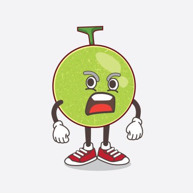 Kavun karikatür maskot karakterinin kızgın yüzlü bir çizimi.