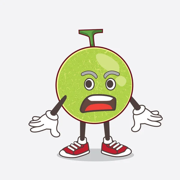 Una Ilustración Del Personaje Mascota Dibujos Animados Melon Cantaloupe Con — Archivo Imágenes Vectoriales