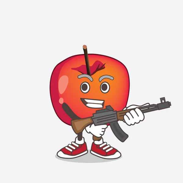 Uma Ilustração Crab Apple Personagem Mascote Desenho Animado Com Arma — Vetor de Stock