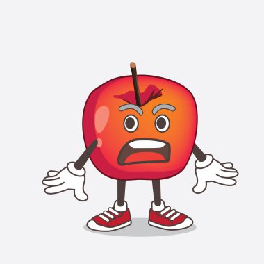 Şaşırtıcı bir jestle Crab Apple çizgi film maskotu karakterinin bir çizimi.