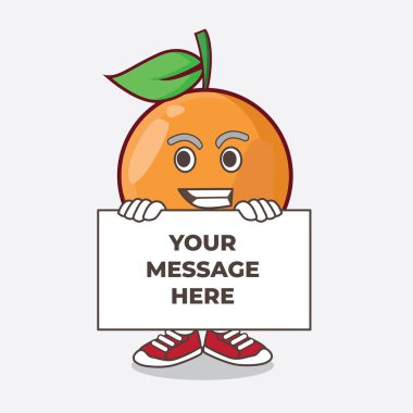 Clementine Orange Fruit çizgi film maskot karakterinin bir çizimi.