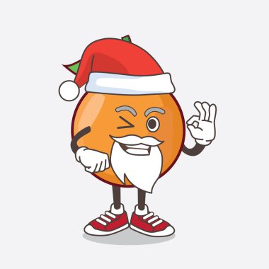 Clementine Orange Fruit çizgi film Noel Baba maskotu karakteri.