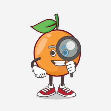 Dedektif tasarımı rolünde Clementine Orange Fruit çizgi film maskotu karakteri.