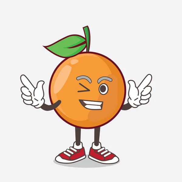Uma Ilustração Clementine Orange Fruit Personagem Mascote Desenho Animado Com — Vetor de Stock