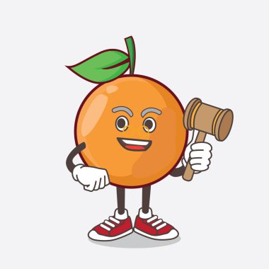 Clementine Orange Fruit çizgi film karakteri çekiçle bilge yargıç rolünde.