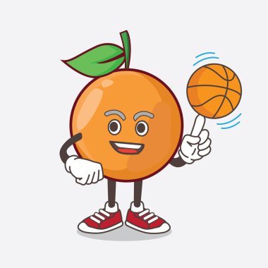 Clementine Orange Fruit 'in basketbol toplu maskot karakteri.
