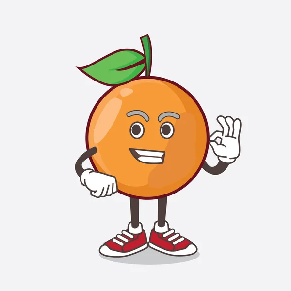 Ilustrace Postavy Karikatury Clementine Orange Fruit Maskota Volajícím Gestem — Stockový vektor