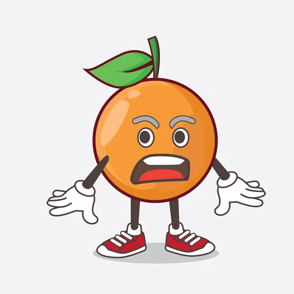 Иллюстрация Персонажа Карикатурного Талисмана Clementine Orange Fruit Удивленным Жестом — стоковый вектор