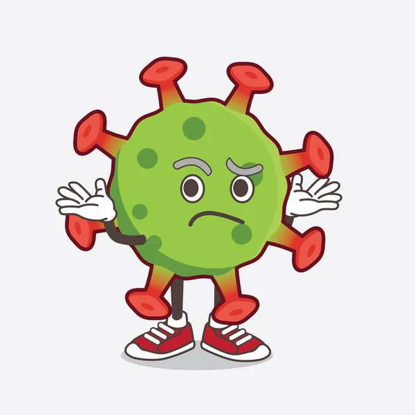 Una Ilustración Del Personaje Mascota Dibujos Animados Green Coronavirus Expresión — Vector de stock