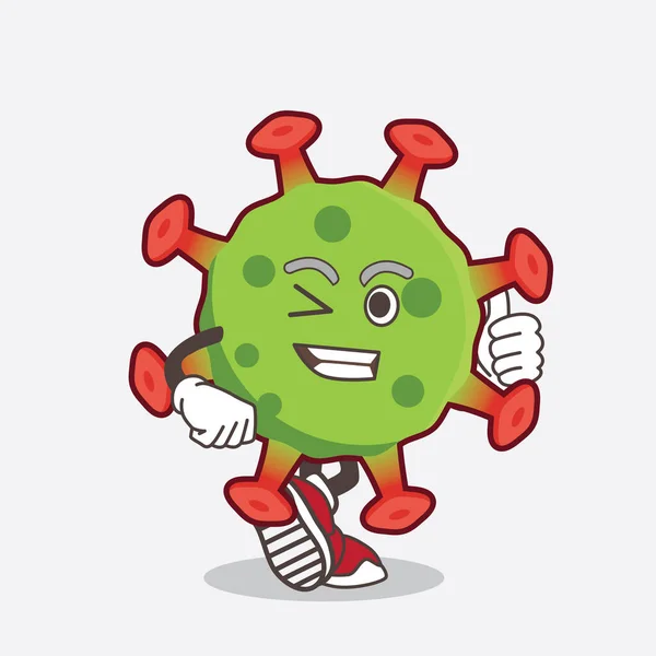 Illustration Green Coronavirus Cartoon Mascot Character Making Thumbs Gesture — Stock Vector