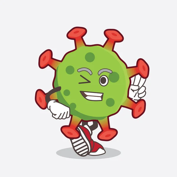 Uma Ilustração Personagem Mascote Dos Desenhos Animados Coronavirus Verde Com — Vetor de Stock