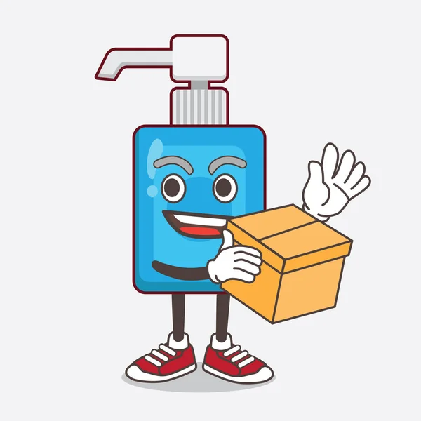 Een Illustratie Van Hand Sanitizer Cartoon Mascotte Karakter Met Een — Stockvector