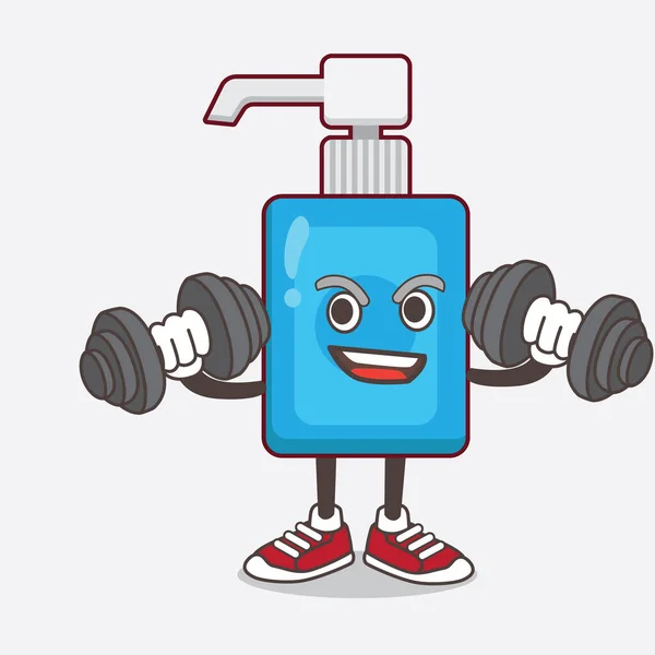 Een Illustratie Van Hand Sanitizer Cartoon Mascotte Karakter Fitness Oefening — Stockvector