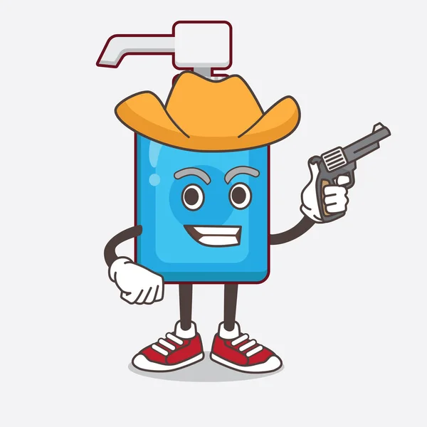 Una Ilustración Del Personaje Mascota Dibujos Animados Hand Sanitizer Sosteniendo — Vector de stock