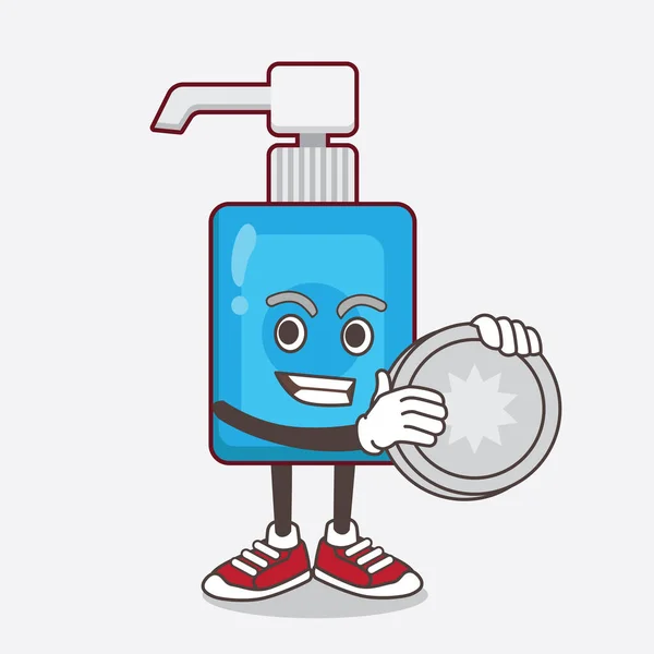 Een Illustratie Van Hand Sanitizer Cartoon Mascotte Karakter Met Een — Stockvector