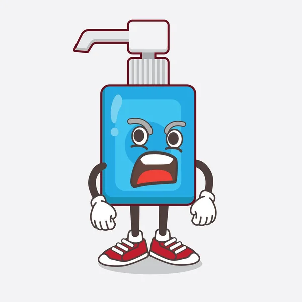 Een Illustratie Van Hand Sanitizer Cartoon Mascotte Karakter Met Boos — Stockvector