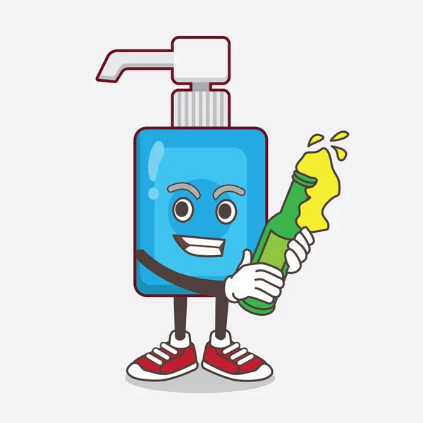 Een Illustratie Van Hand Sanitizer Cartoon Mascotte Karakter Met Een — Stockvector