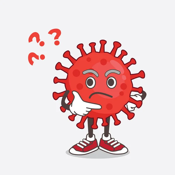 Ilustrație Personajului Mascotă Red Virus Într Gest Confuz — Vector de stoc