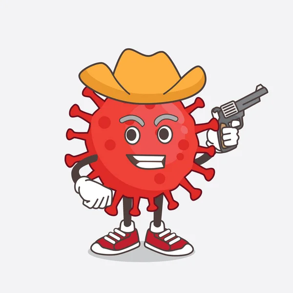 Illustration Red Virus Cartoon Mascot Character Holding Gun — Stock Vector