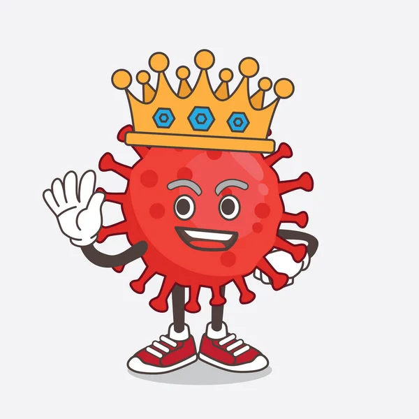 Illustration Red Virus Cartoon Mascot Character Stylized King Cartoon Mascot — Stock Vector