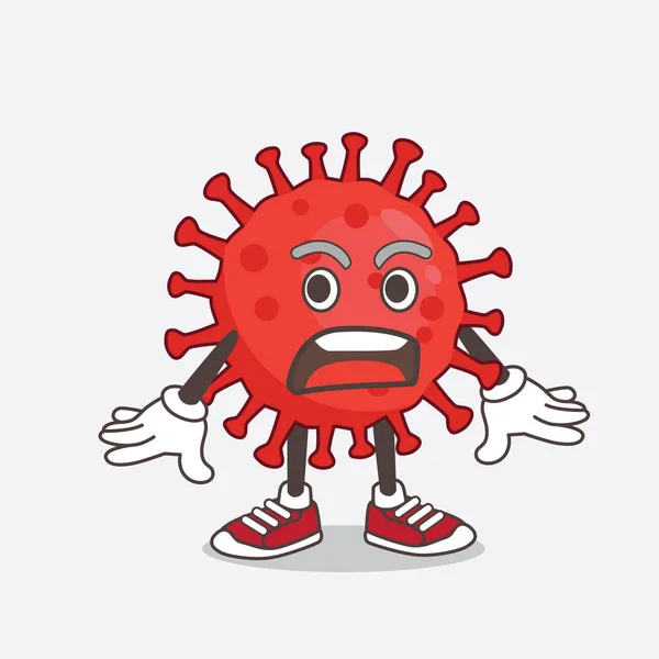 Una Ilustración Del Personaje Mascota Dibujos Animados Virus Rojo Con — Vector de stock